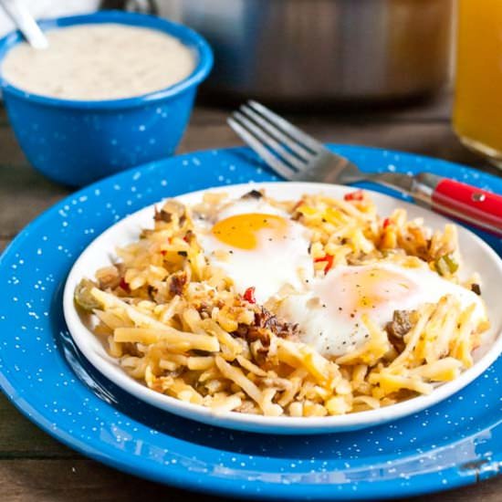 Sausage Gravy Hash Brown Skillet