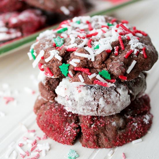 Peppermint Chocolate Crinkles