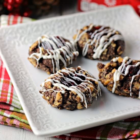 Cocoa Almond Thumbprint Cookies