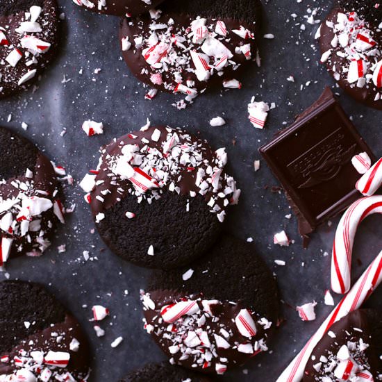 Dipped Chocolate Peppermint Cookies