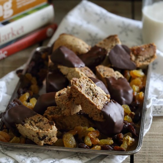 Dark Chocolate Raisin Biscotti