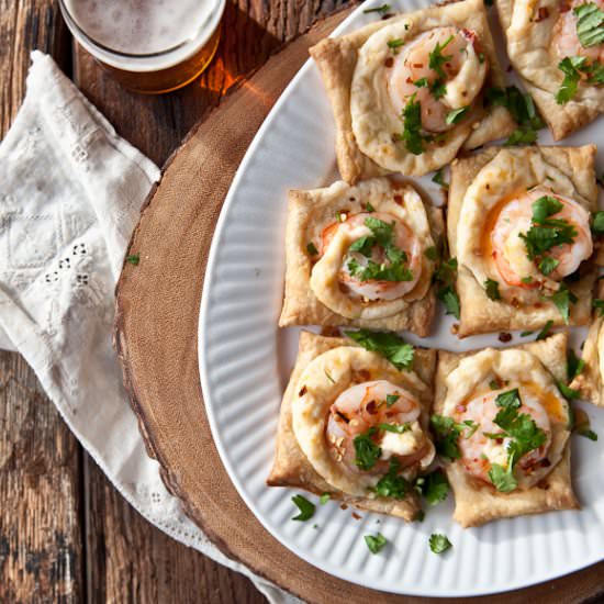 Puff Pastry Shrimp Beer Cheese Bite