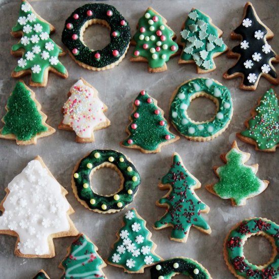 Christmas Tree and Wreath Cookies