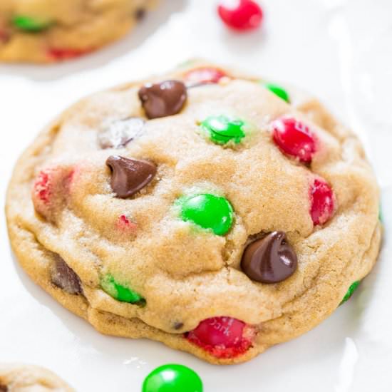 Soft M&M Chocolate Chip Cookies