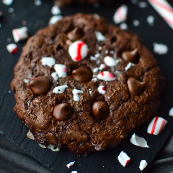 Candy Cane Crunch Brownie Cookies