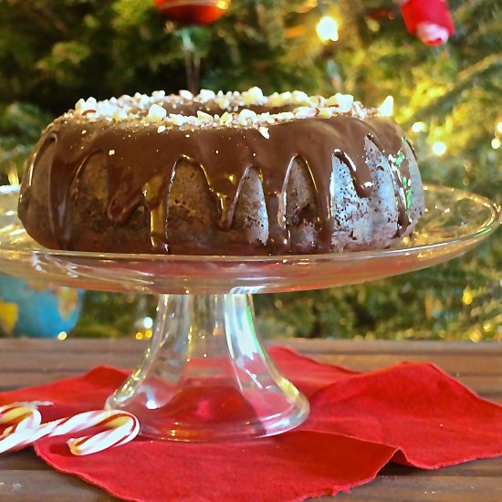 Candy Cane Chocolate Bundt Cake