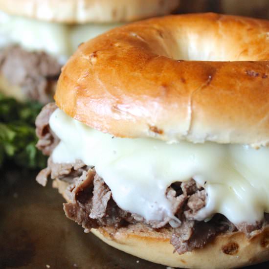 Steak and Cheese Bagel Sandwich