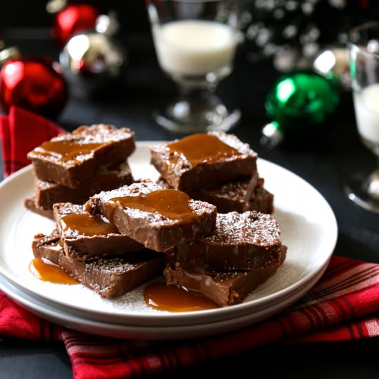 5 Minute Fudge with Caramel Sauce