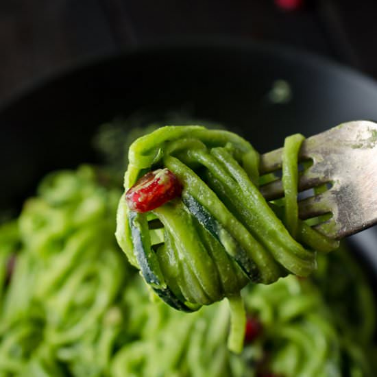 Zucchini Pasta with Kale Pesto