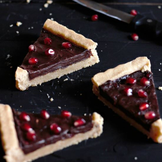 Pomegranate & Choc Shortbread Tart