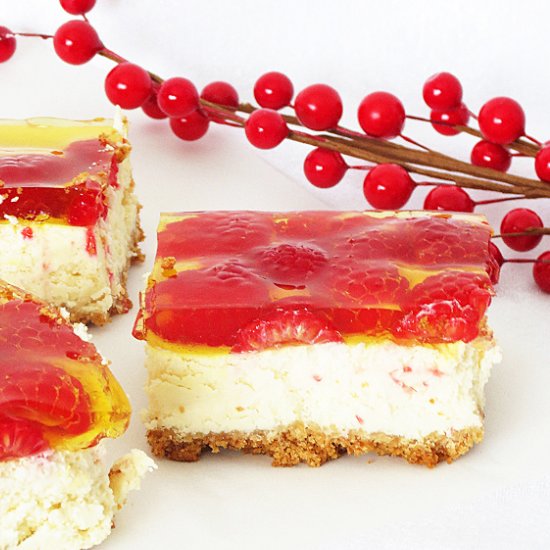 Raspberry Homemade Cheesecake Bars