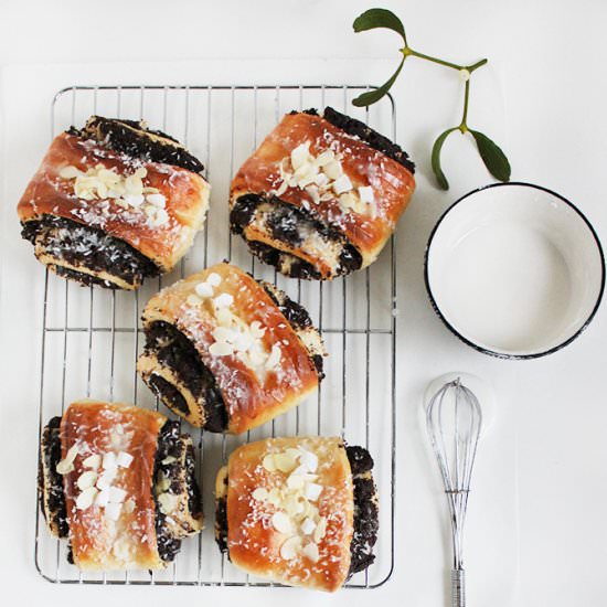 Poppy Seed Buns with Coconut Glaze