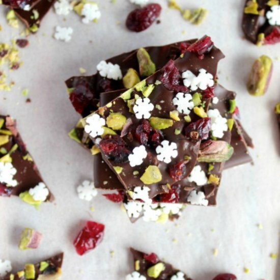 Cranberry Pistachio Dark Choc Bark