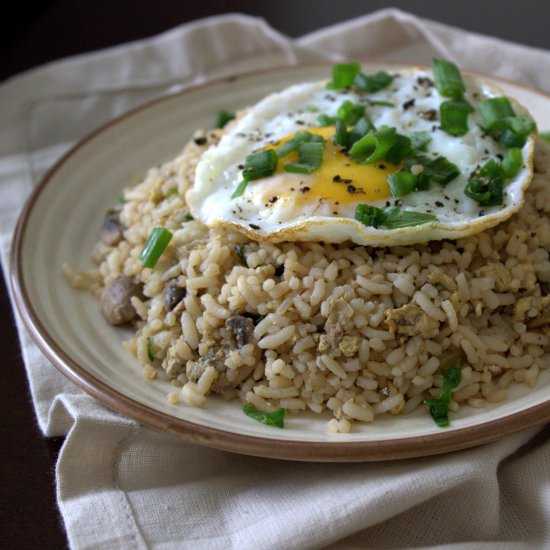 Black Bean, Egg & Mushroom Rice