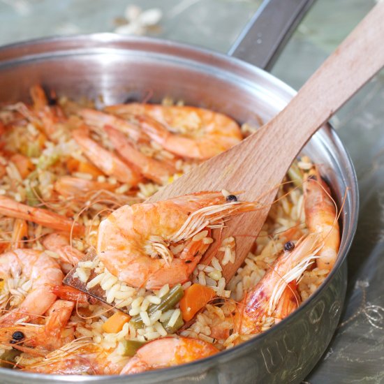 King prawn paella