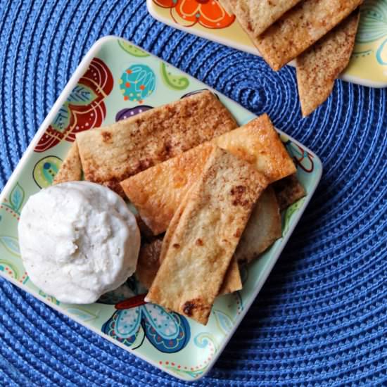 Maple Ice Cream and Cinnamon Crisps