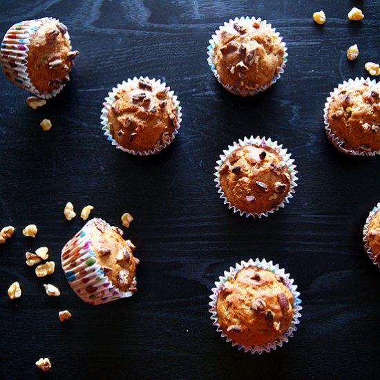 Eggless Banana Nut Muffins