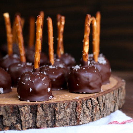 Chocolate Peanut Butter Pretzel Pops