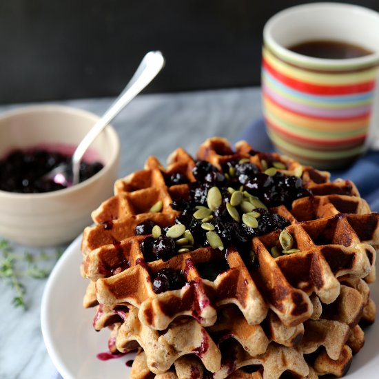 Whole Wheat Waffles w/ Blueberries