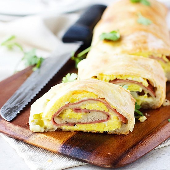 Ham and Cheese Breakfast Stromboli