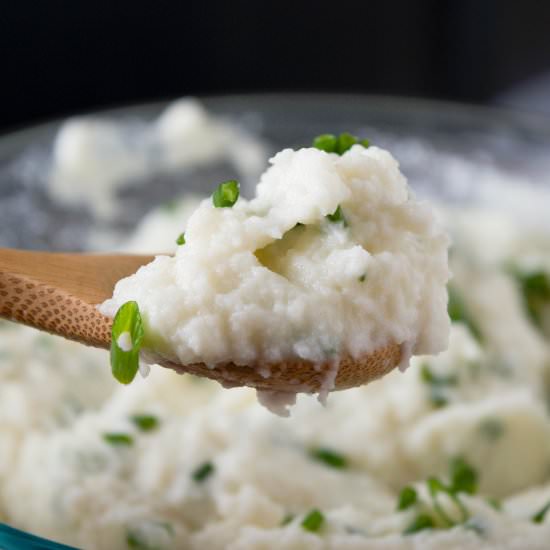 Chevre and Chive Mashed Cauliflower