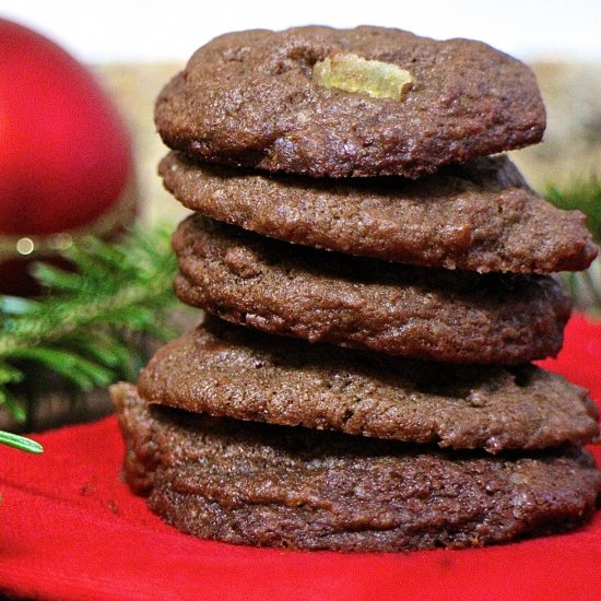 Chewy Chocolate Cookies with Ginger