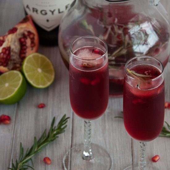 Holiday Rosemary Pomegranate Mimosa