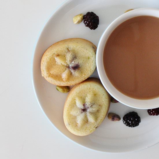 Blackberry pistachio friands