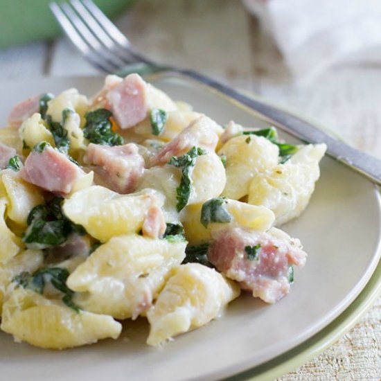 Creamy Shells and Ham Casserole