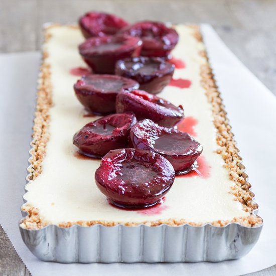 Ricotta Cheesecake with Plums