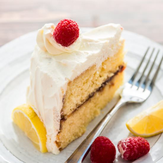 Lemon Raspberry Cream Cake