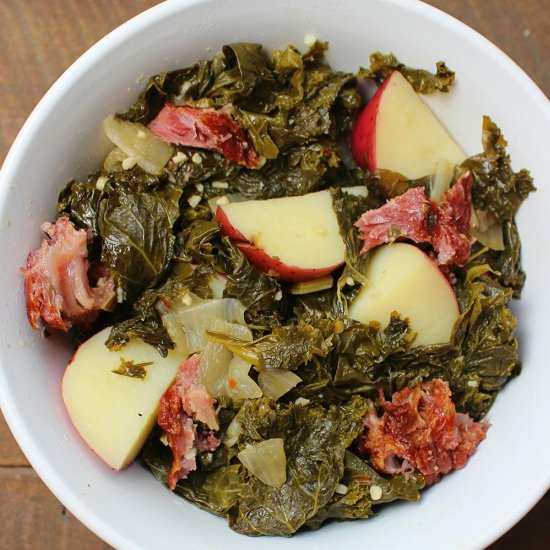 Braised Turnip Greens with Potato