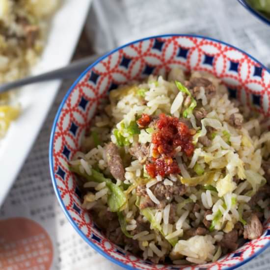 Beef and Shredded Lettuce Rice