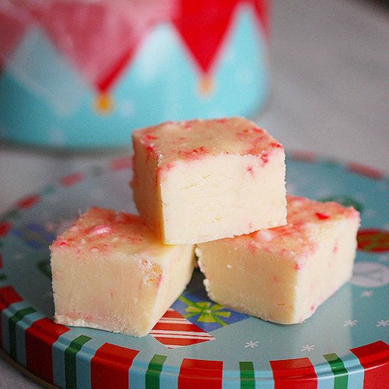 White Chocolate Candy Cane Fudge