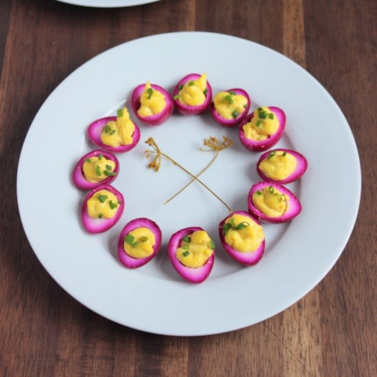 Beetroot Deviled Eggs