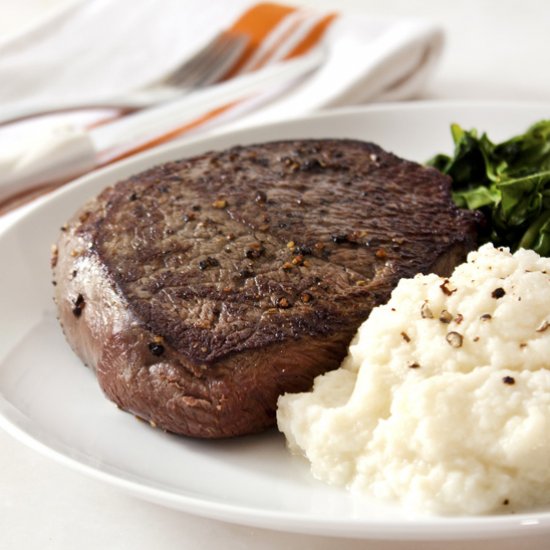 Steak and Cauliflower “Potatoes”