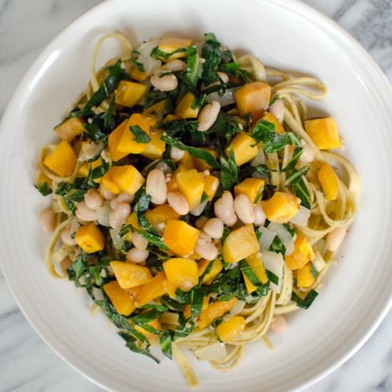 PUMPKIN + COLLARED GREEN PASTA