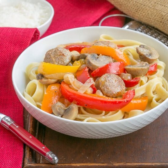 Sausage, Pepper, Mushroom Pasta