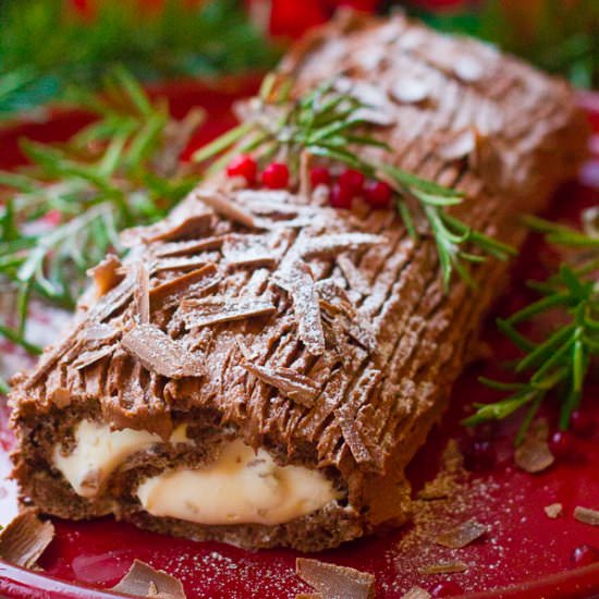 Greek Chocolate Yule Log Cake