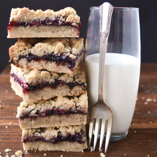 Peanut Butter and Jam Crumble Bars