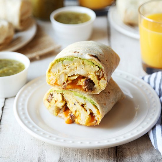 Steak and Avocado Breakfast Burrito