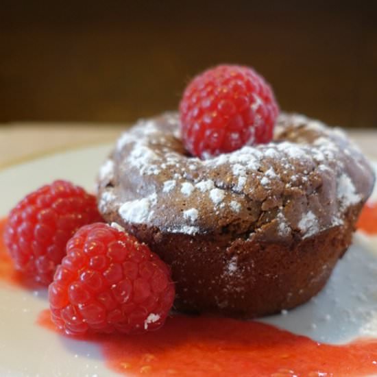 Lava Cake with Raspberry Sauce