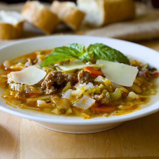 White Bean, Sausage & Cabbage Soup