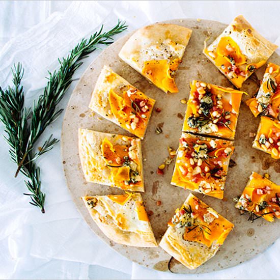 Squash Flatbread with Blue Cheese