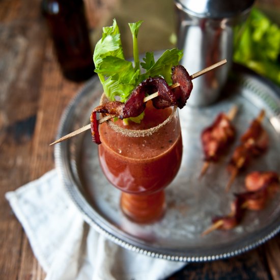 Sriracha Bloody Beer with Bacon