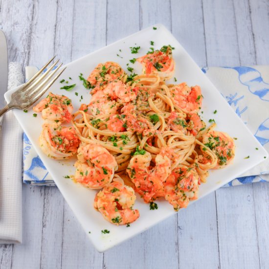 Shrimp Linguine in White Wine Sauce