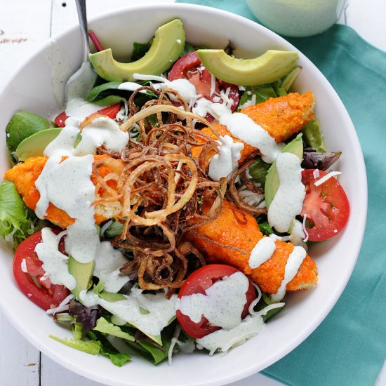 Buffalo Salad w/ Shoestring Onions