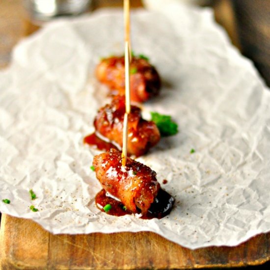 Maple Bacon Wrapped Andouille Bites