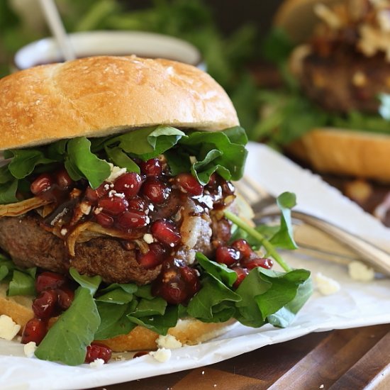 Pomegranate Feta Bison Burgers