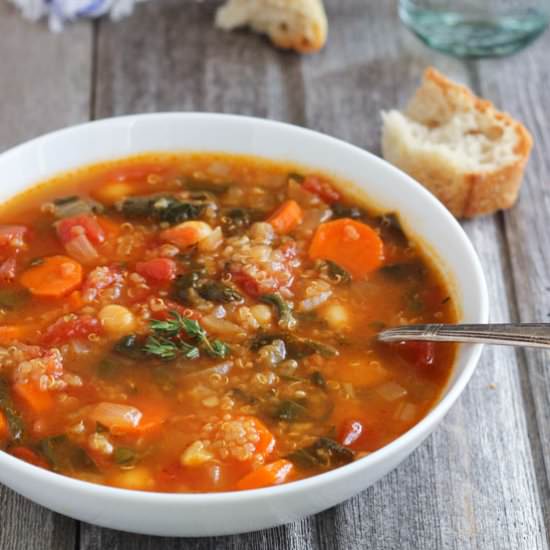 Quinoa Chickpea Spinach Soup